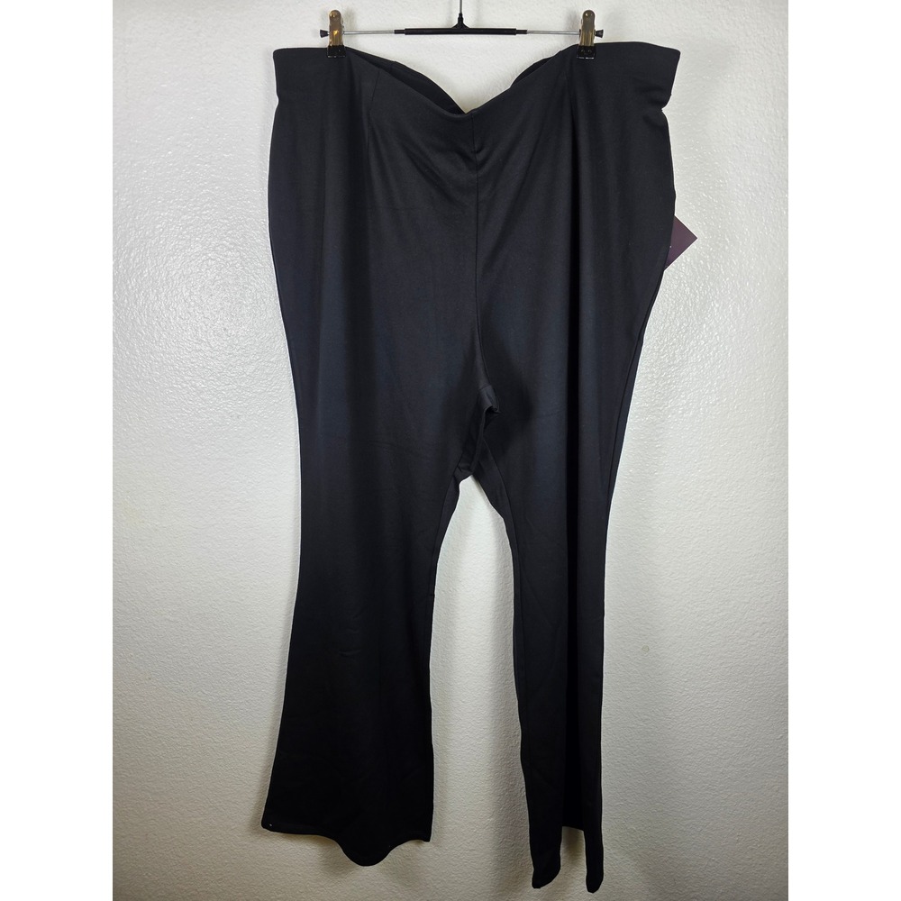 Ava & Viv Womens Black Flare Ponte Pants High Rise Plus Size 3X 24/26